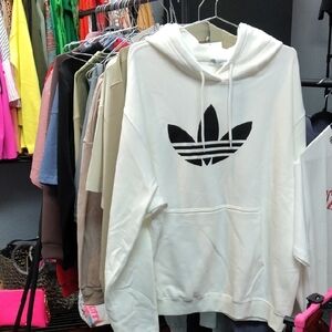 Adidas White Hoodie with Black Trefoil Logo